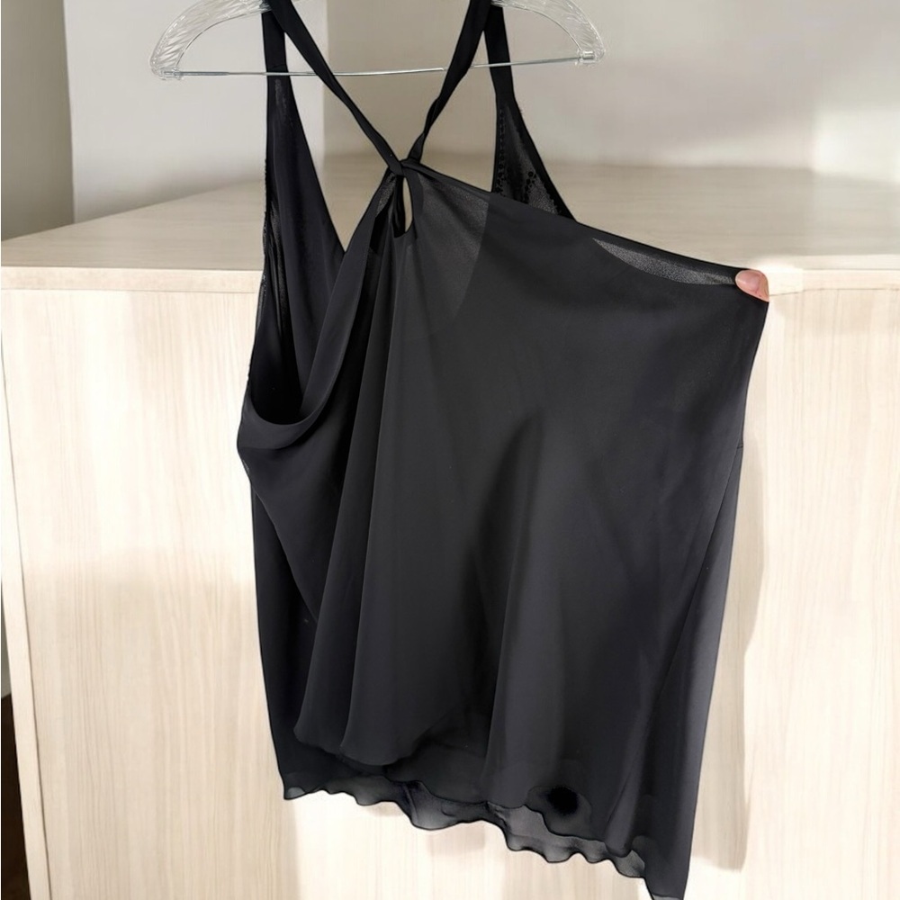 Lane Bryant Black Sequin Chiffon Tank Top - Picture 2 of 8